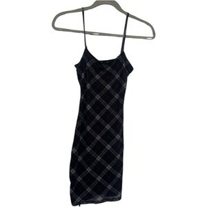 Black Plaid Casual Mini Dress